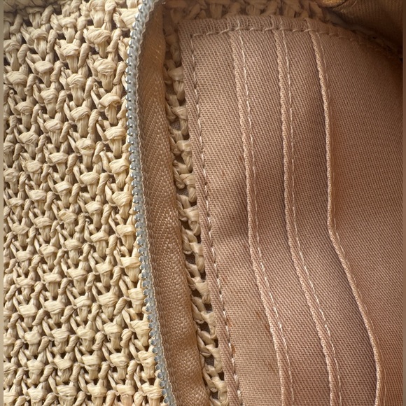 BEIS Tan and Cream Backpack with Woven Texture. THE NATURALS SLING IN BEIGE - Picture 4 of 13